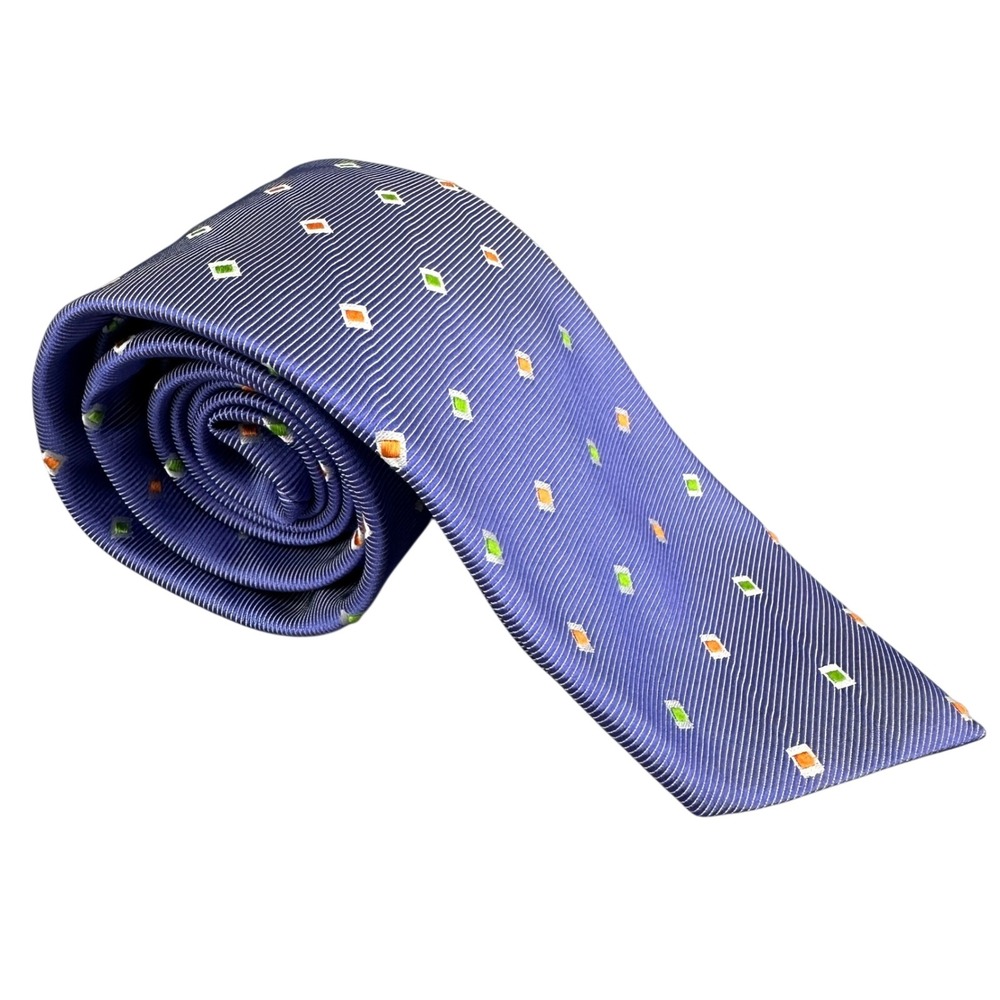 Peter Millar Men's Silk Tie Purple Diamond Pattern Made in Italy Geometric